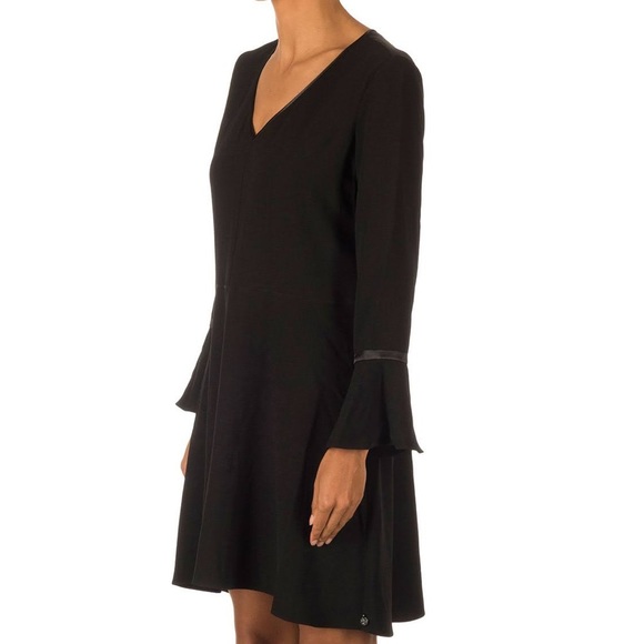 Scotch & Soda Maison Paris Flare Bell Sleeves Little Black Mini Dress Medium - Picture 2 of 14